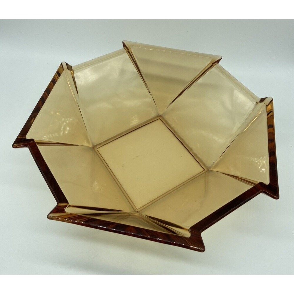 George Sakier For Fostoria Art Deco 1929 Line 2402 Amber Fruit Salad Bowl 10"‎